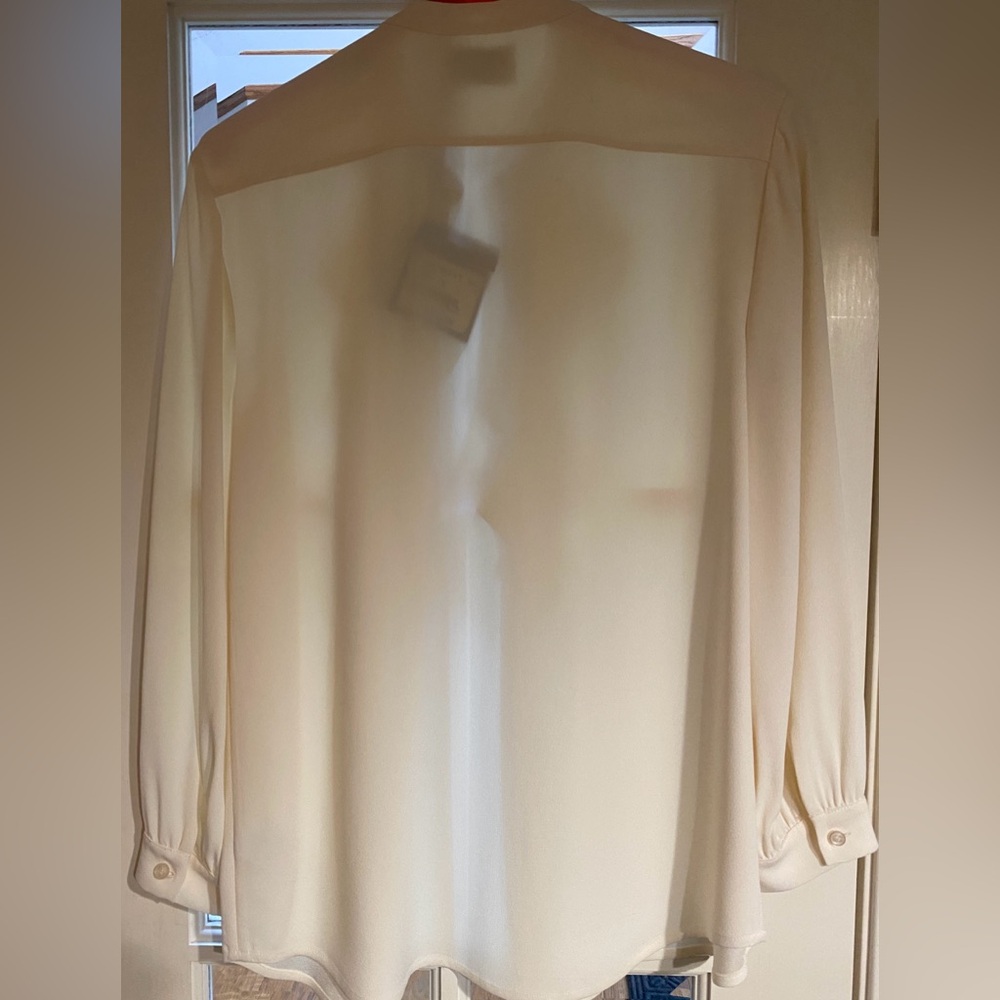 ST.JOHN- Cream Ruffle-Neck Blouse - Picture 6 of 6